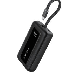 Anker Zolo Power Bank (10K, 30W) with a 5.4-inch (13.7 cm) built-in USB-C cable.