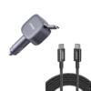 Anker Nano 75W Car Charger and New Nylon USB-C to USB-C 100W Cable (10 ft)
